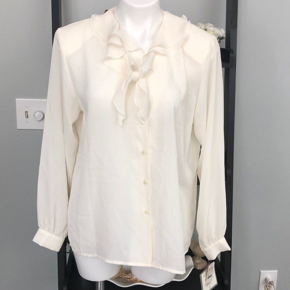 Susan Bristol Tops - VTG Susan Bristol sheer ivory long sleeve blouse